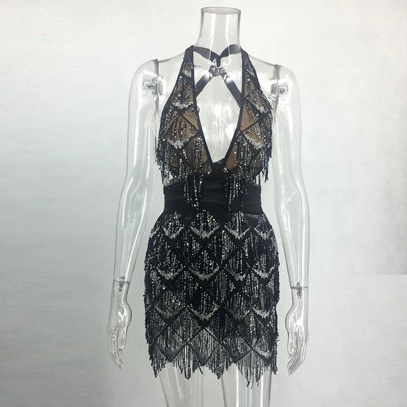 Abito Mini in Tulle con Paillettes – Midnight & Glam