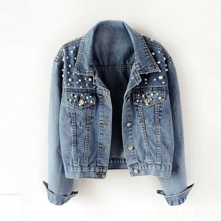 Giacca Denim con dettagli in Perle  –  Urban Elegance