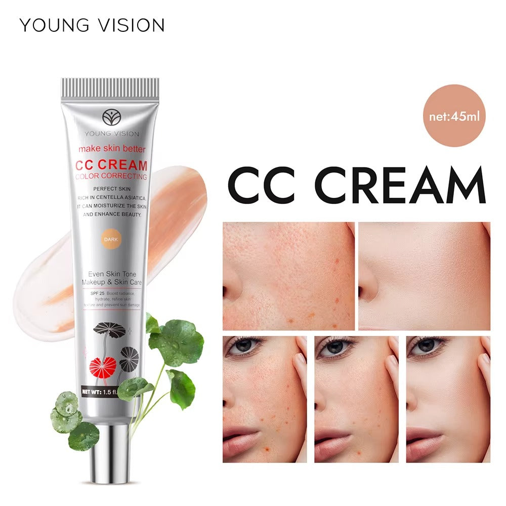 CC Cream Viso 45ml alla Centella Asiatica – Correttore Colore + Fondotinta Idratante Effetto Pelle Perfetta