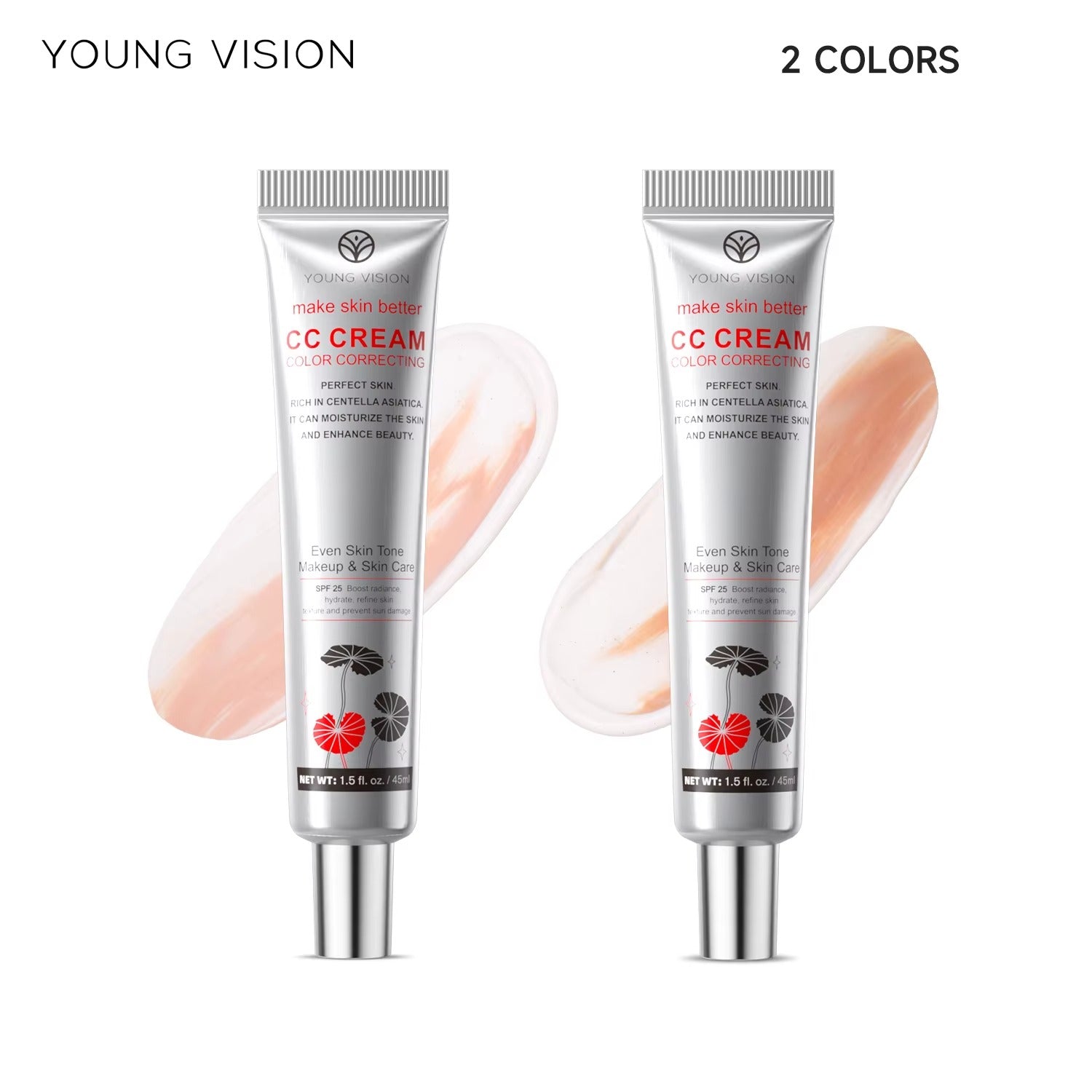 CC Cream Viso 45ml alla Centella Asiatica – Correttore Colore + Fondotinta Idratante Effetto Pelle Perfetta