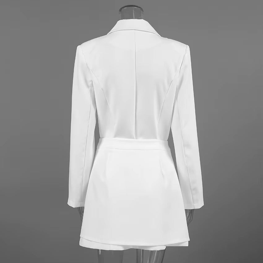 Abito Blazer Elegante da Donna con Cintura – Vestito Doppiopetto Slim Fit