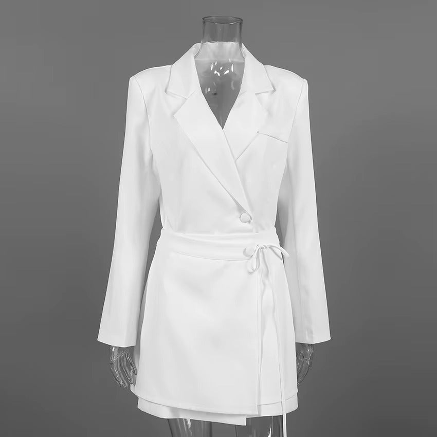 Abito Blazer Elegante da Donna con Cintura – Vestito Doppiopetto Slim Fit