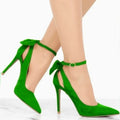 Décolleté Donna Tacco a Spillo 11 cm con Fiocco – Scarpe Eleganti con Cinturino alla Caviglia