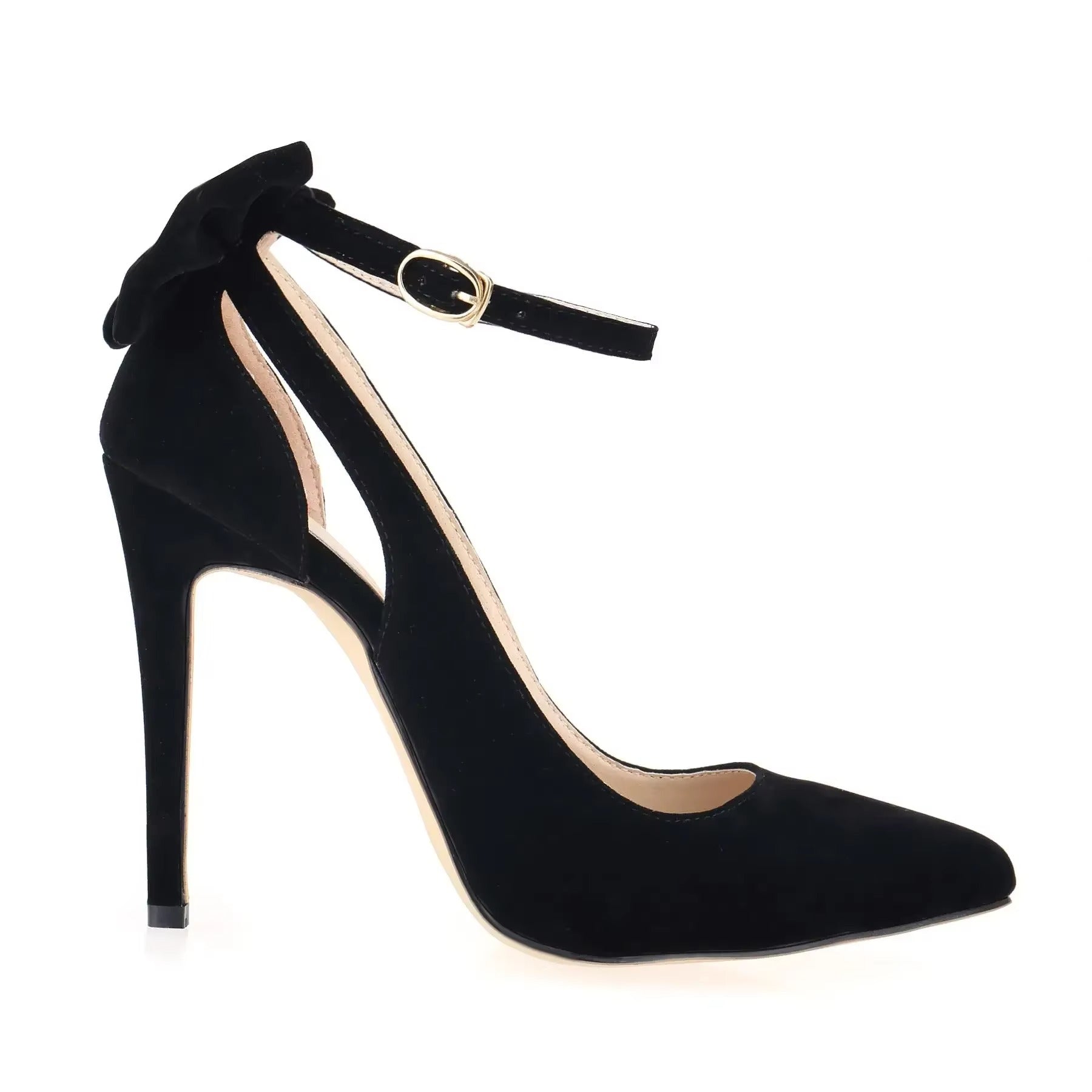 Décolleté Donna Tacco a Spillo 11 cm con Fiocco – Scarpe Eleganti con Cinturino alla Caviglia